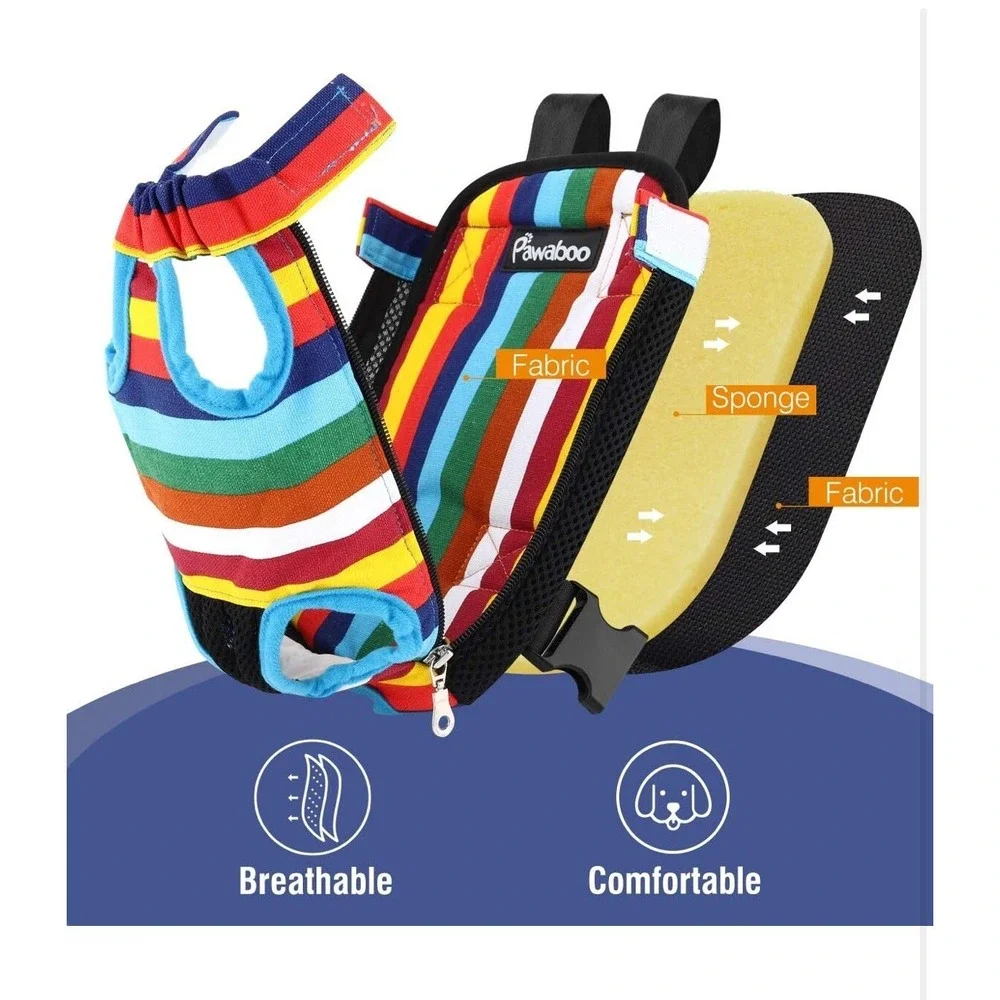Pawaboo Pet Carrier Backpack, Adjustable Pet Front/Back Dog Bag, Hiking Colorful - Picture 6 of 9